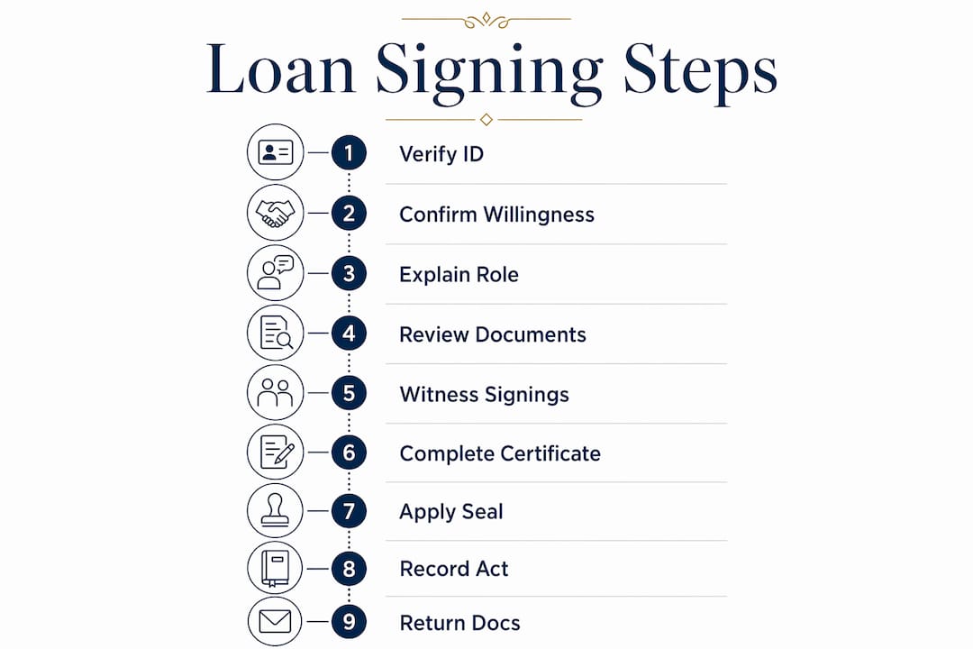 Infographic illustrating notarization steps