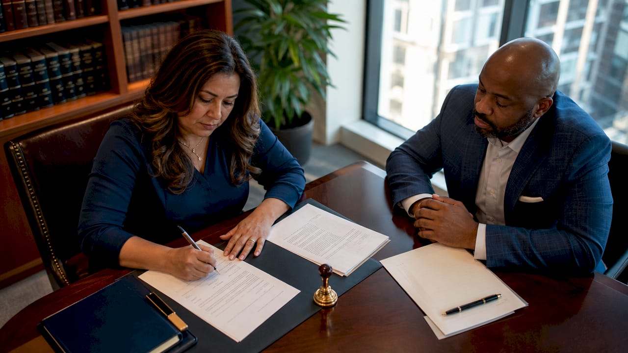 Person signing deed with notary present