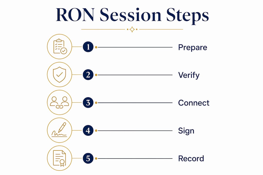 Infographic outlining remote online notarization steps