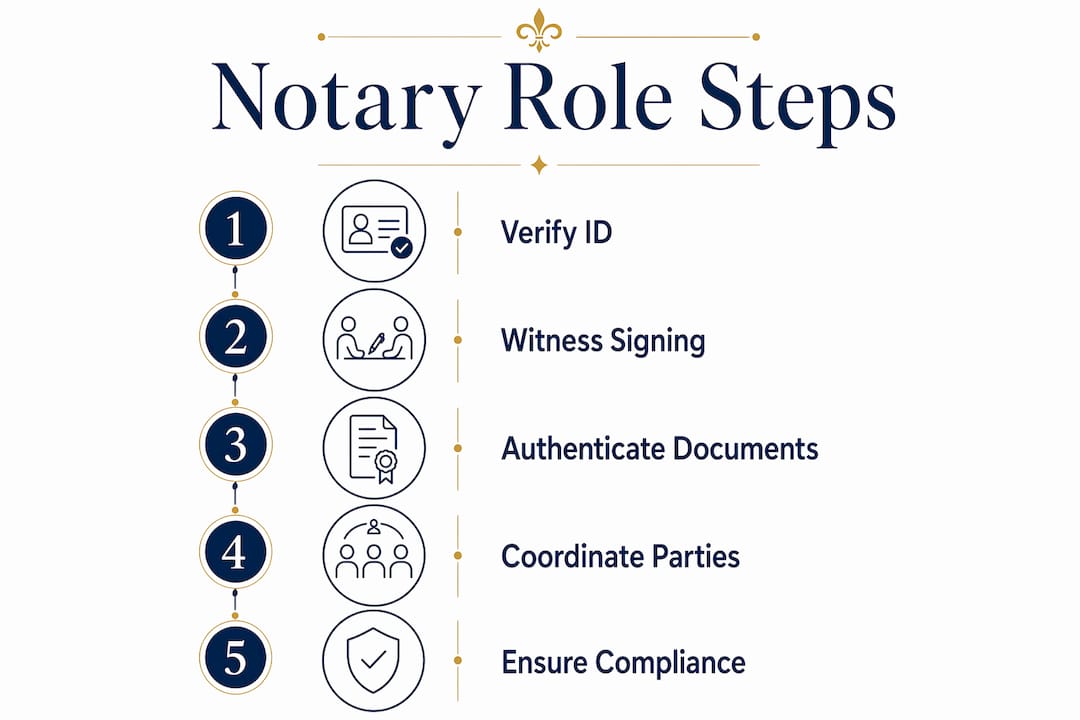 Infographic illustrating notary steps at property closing