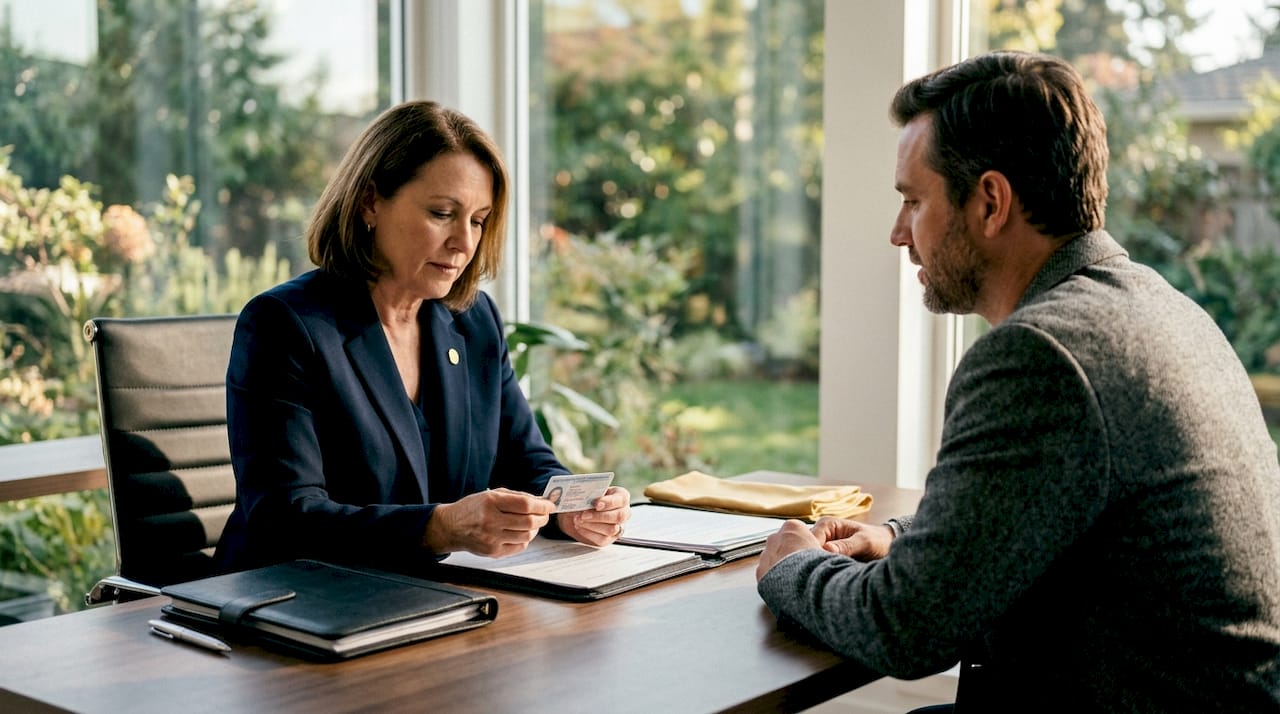 Notary verifying identity with client ID