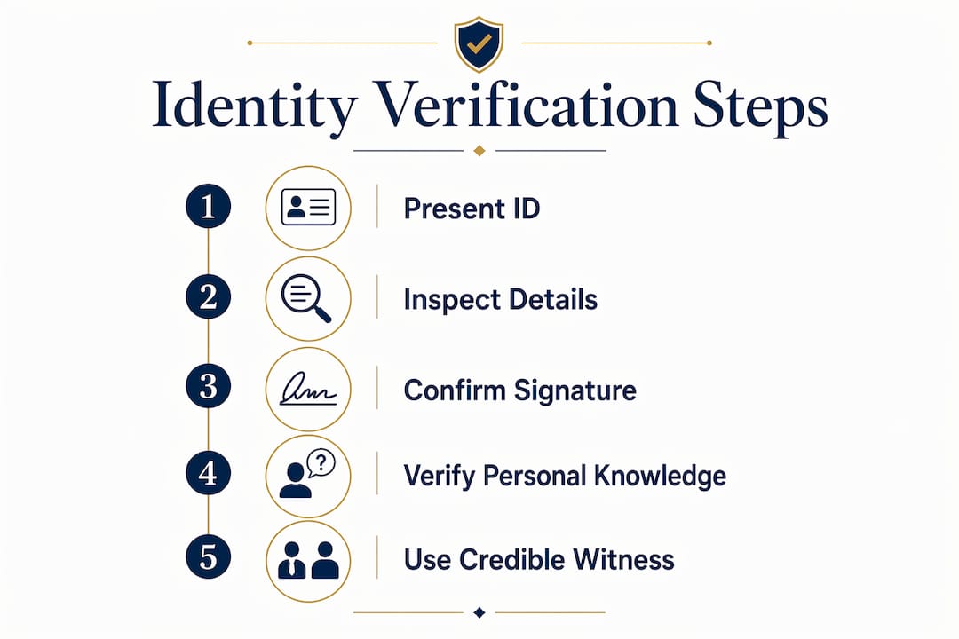 Infographic showing notary identity verification steps