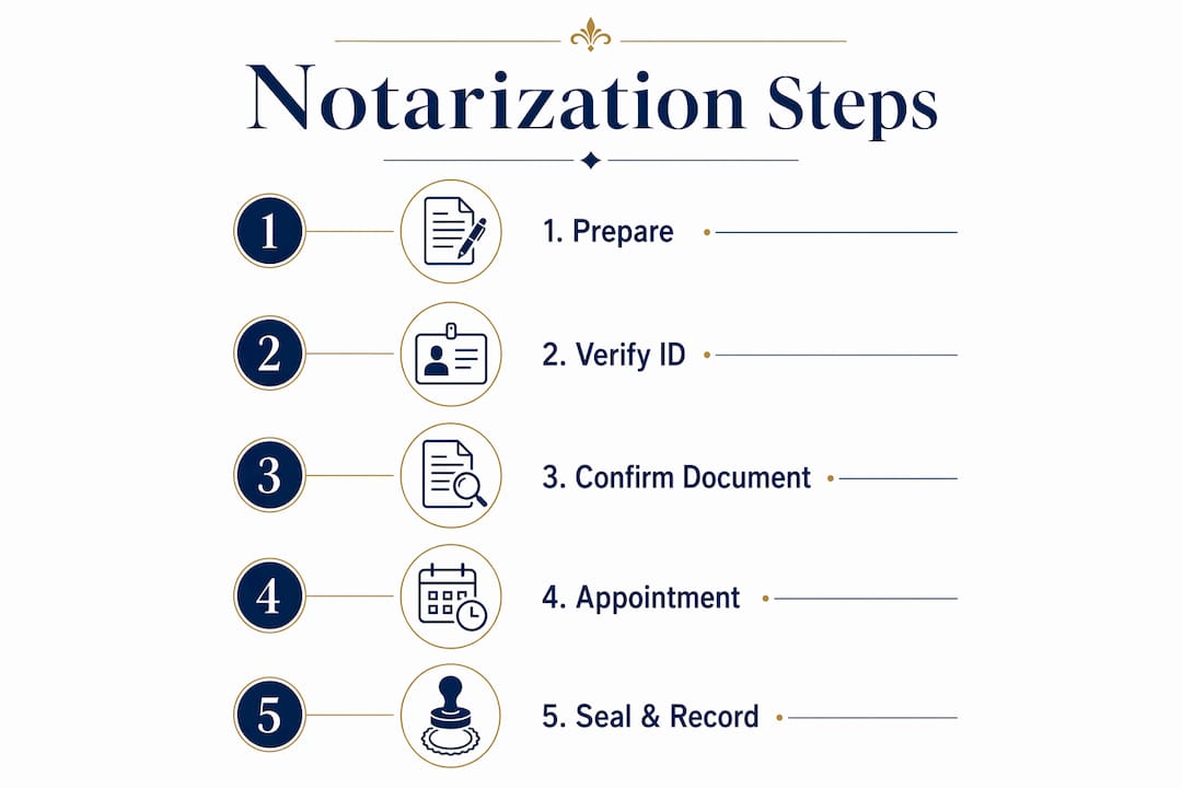 Step-by-step infographic of notarization process