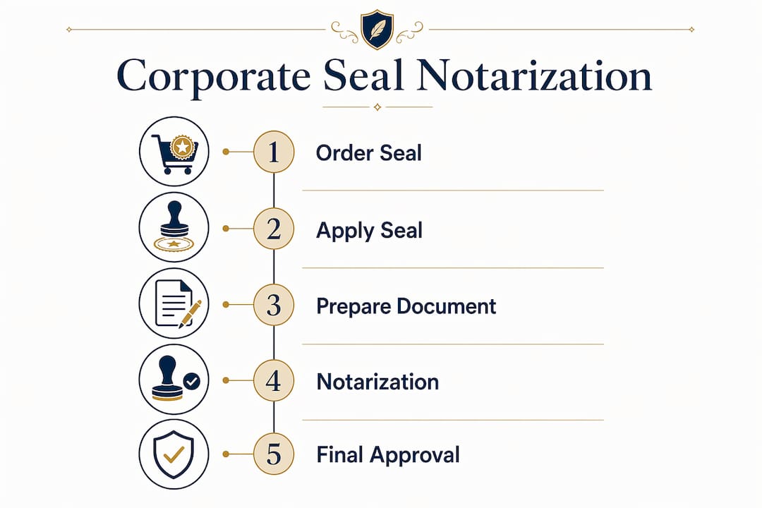 Infographic showing corporate seal notarization steps