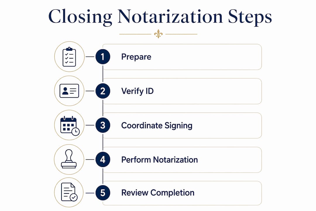Infographic outlining notarization closing process steps