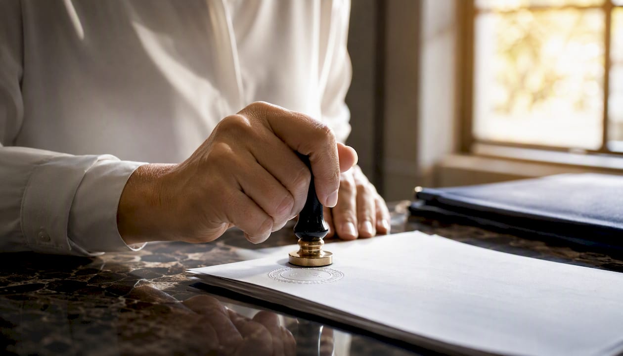 Notary stamping official travel consent letter