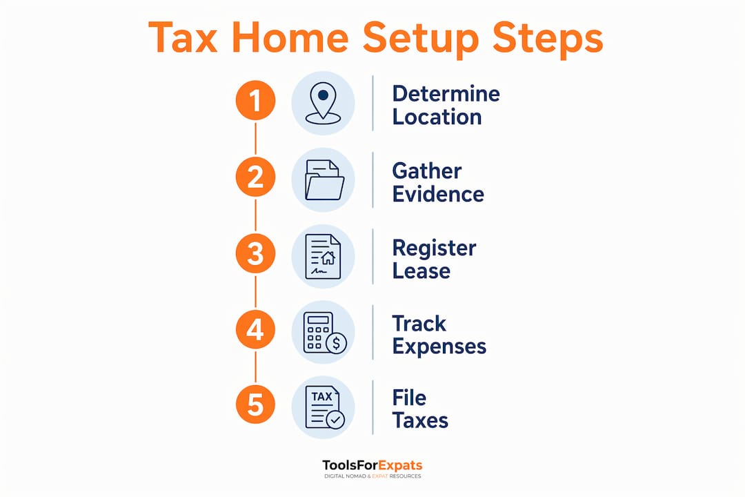 Infographic outlining steps to establish a tax home