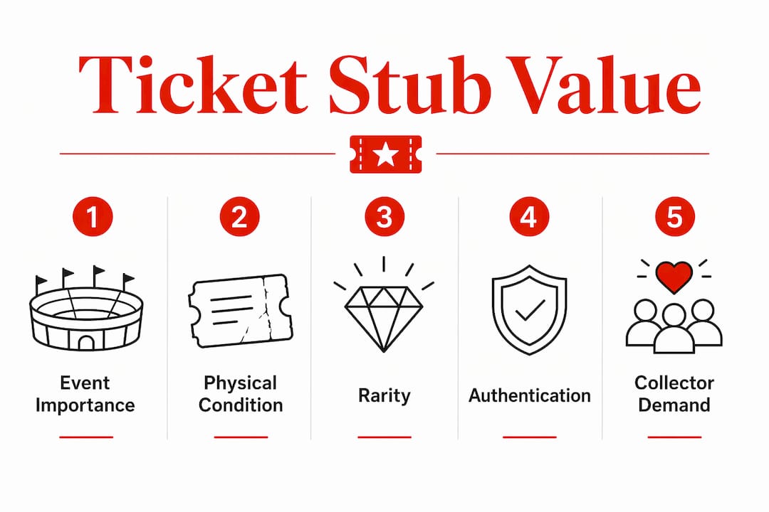 Infographic illustrating factors affecting ticket stub value