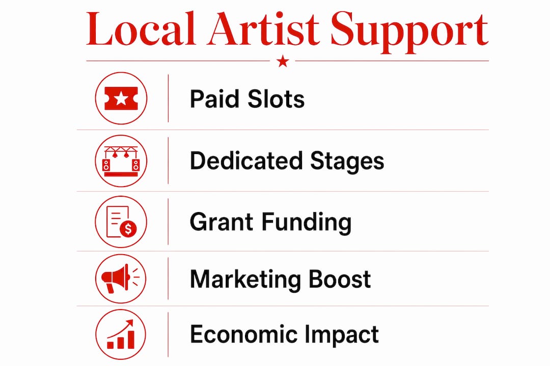 Infographic showing steps of local artist support at country music festivals