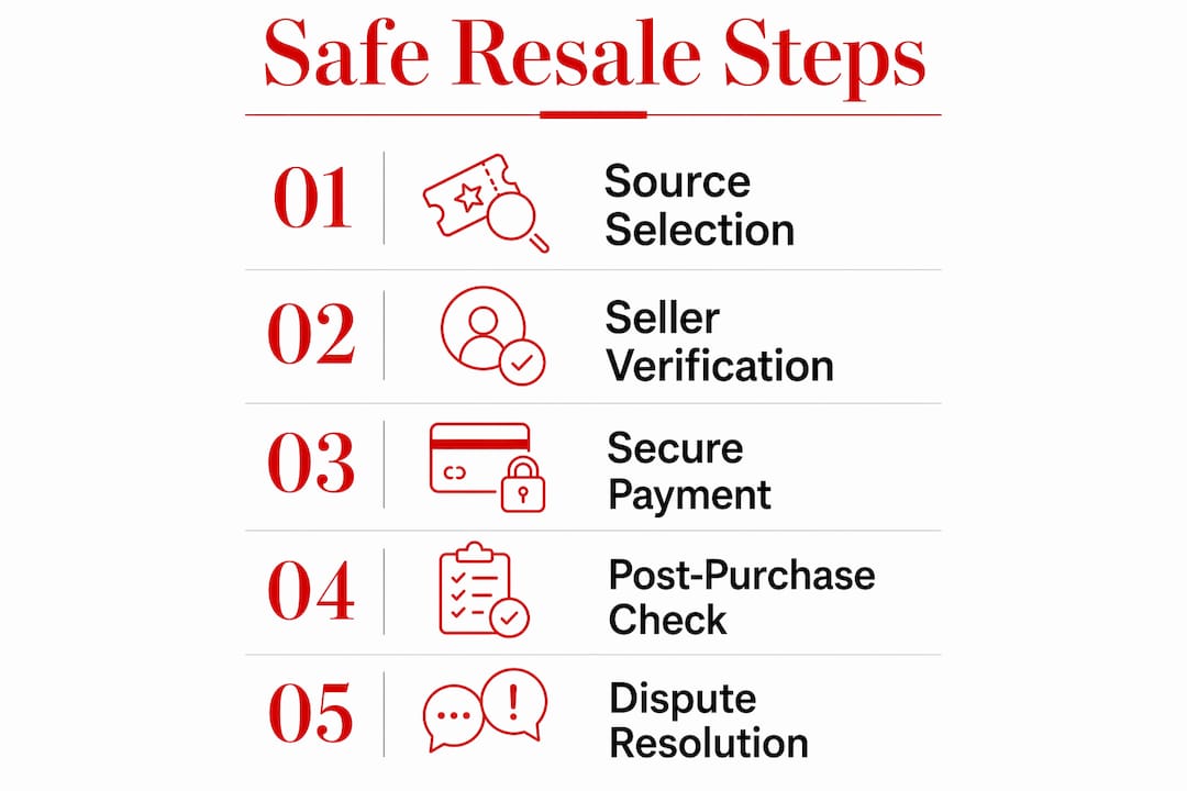 Step-by-step infographic for safe resale ticket purchase