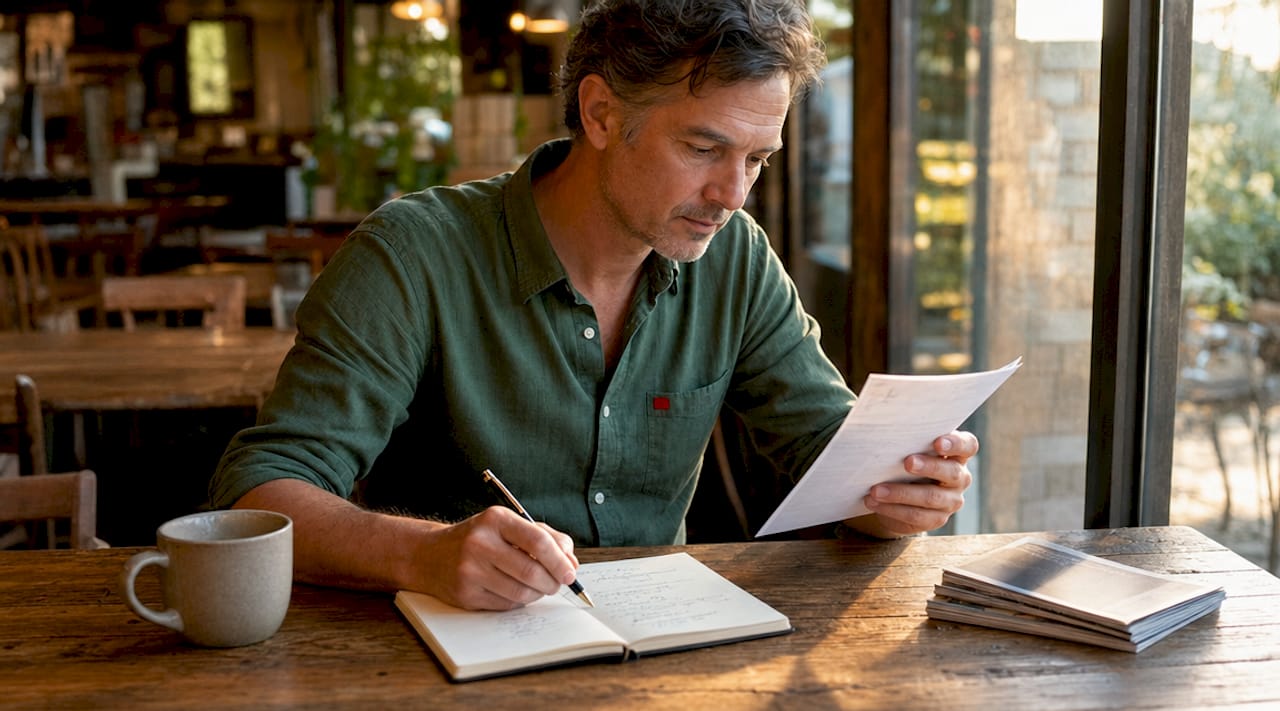 Man verifying resale ticket paperwork carefully