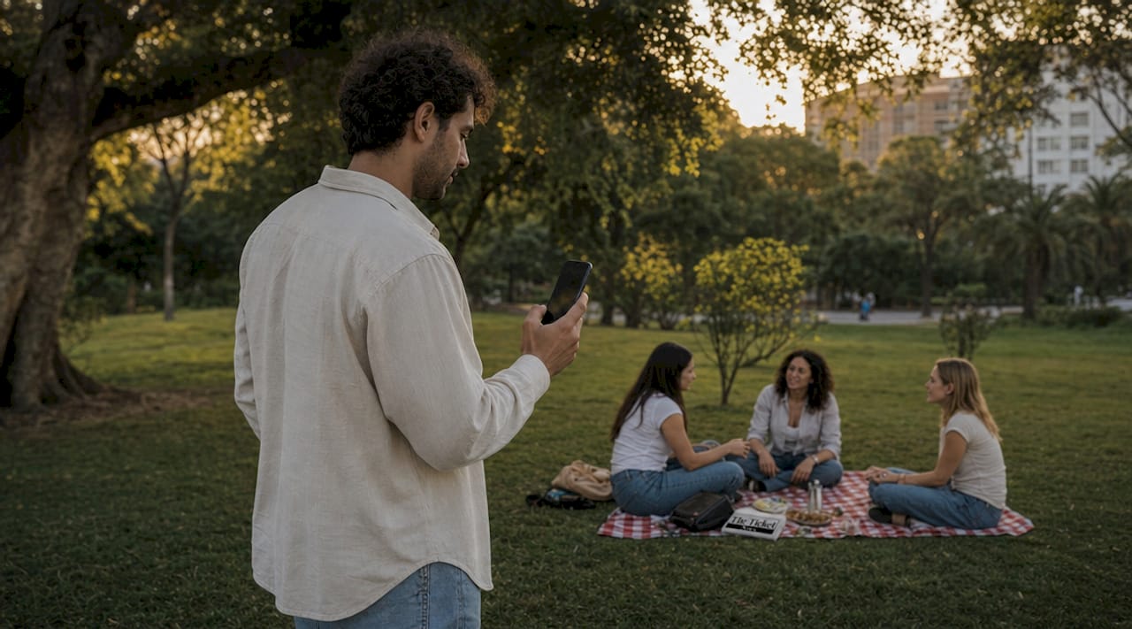 Hands checking ticket transfer eligibility on phone