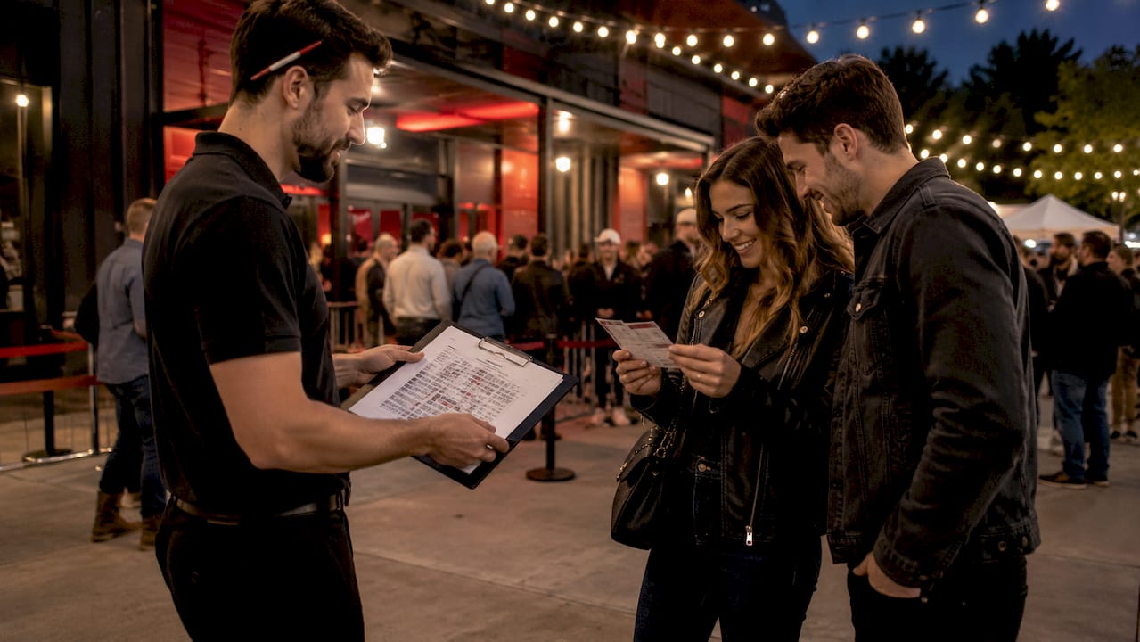 Venue staff managing group seating assignments