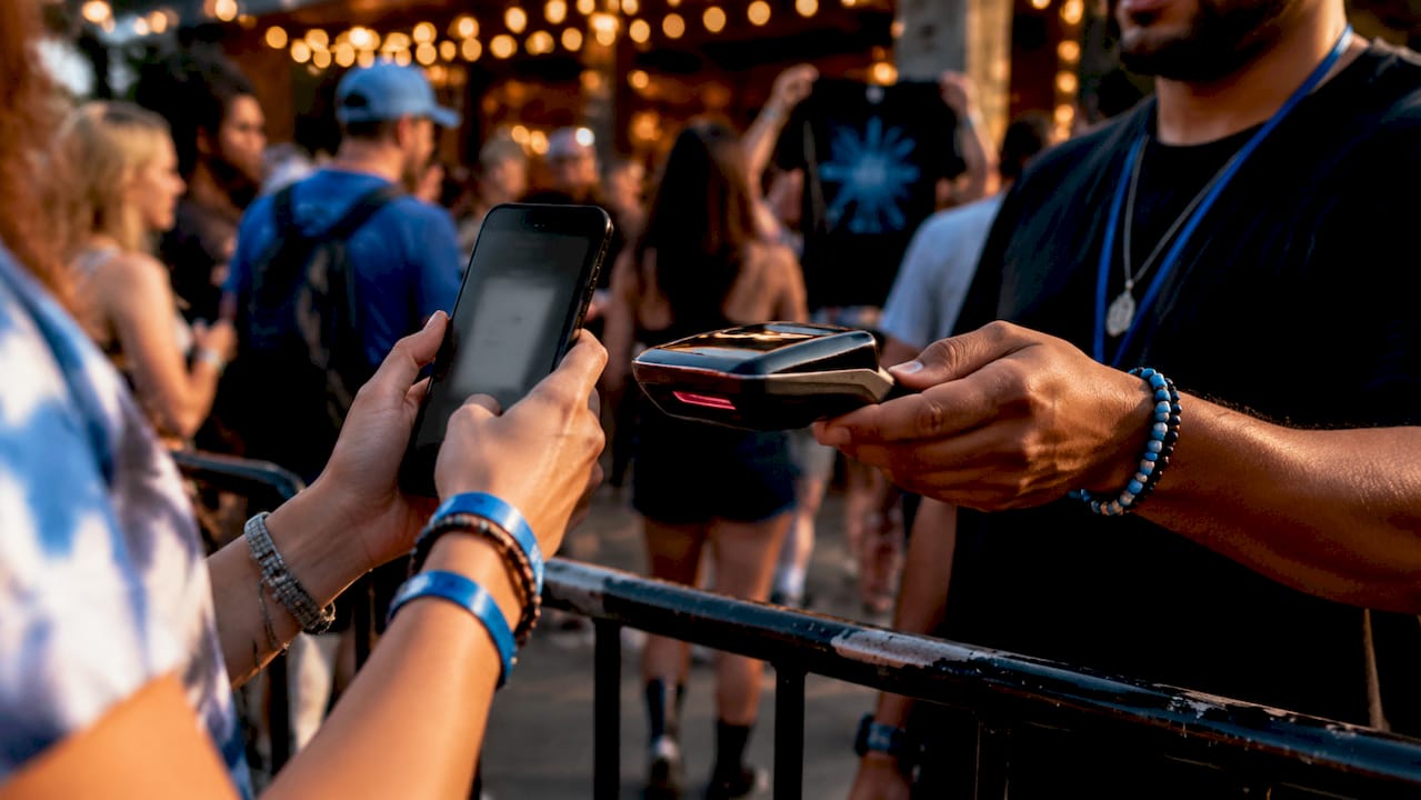 Smartphone with event e-ticket waiting for scan