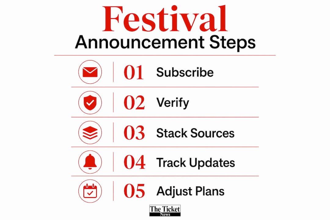 Infographic depicting steps to follow country festival announcements