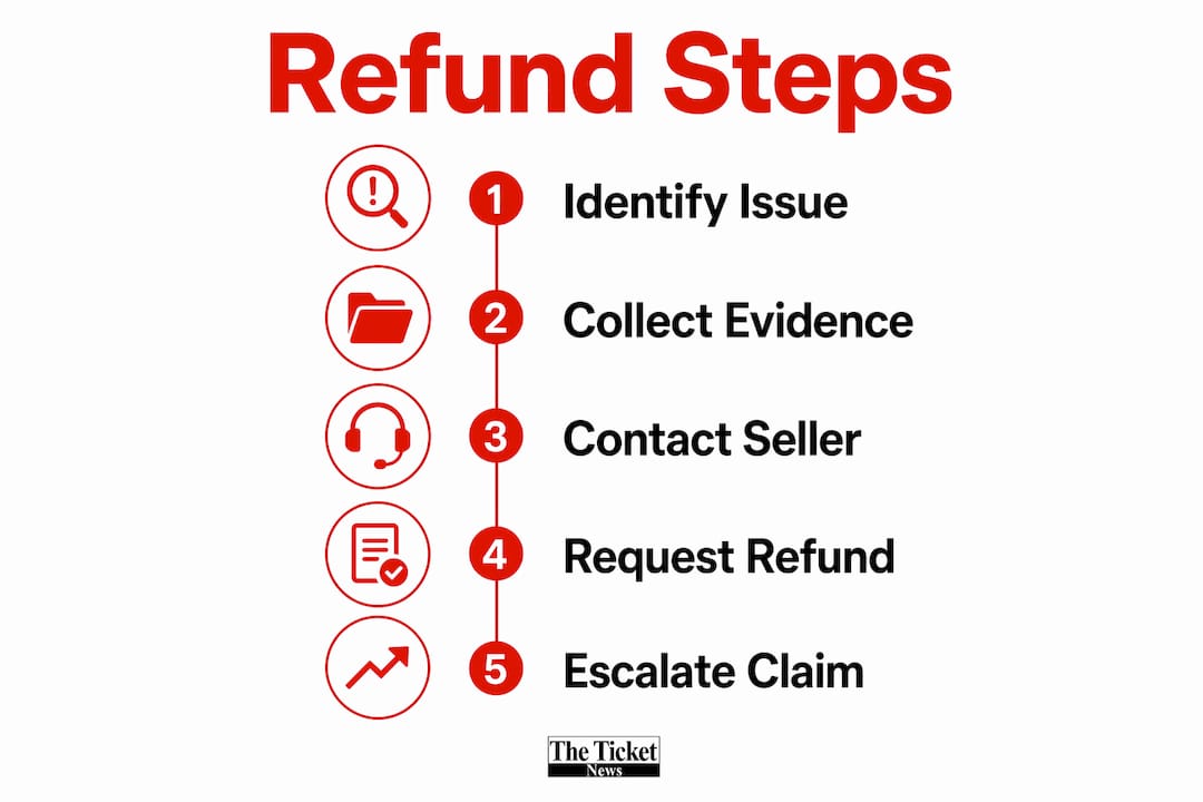 Step-by-step infographic for ticket refunds