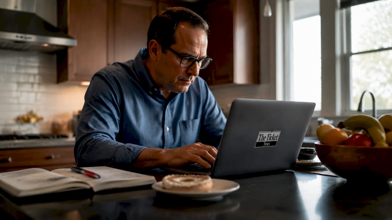 Man checking official concert ticket website