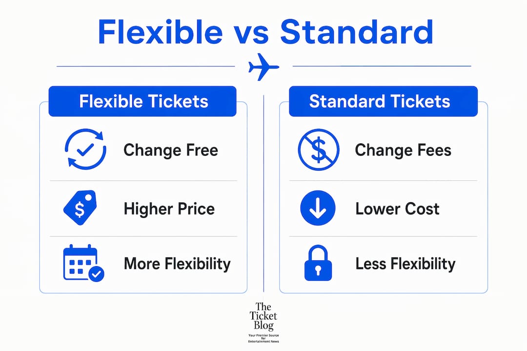 Infographic comparing flexible and standard flight tickets