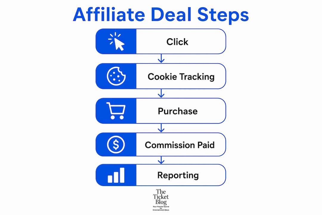 Infographic showing steps in affiliate ticket deal process