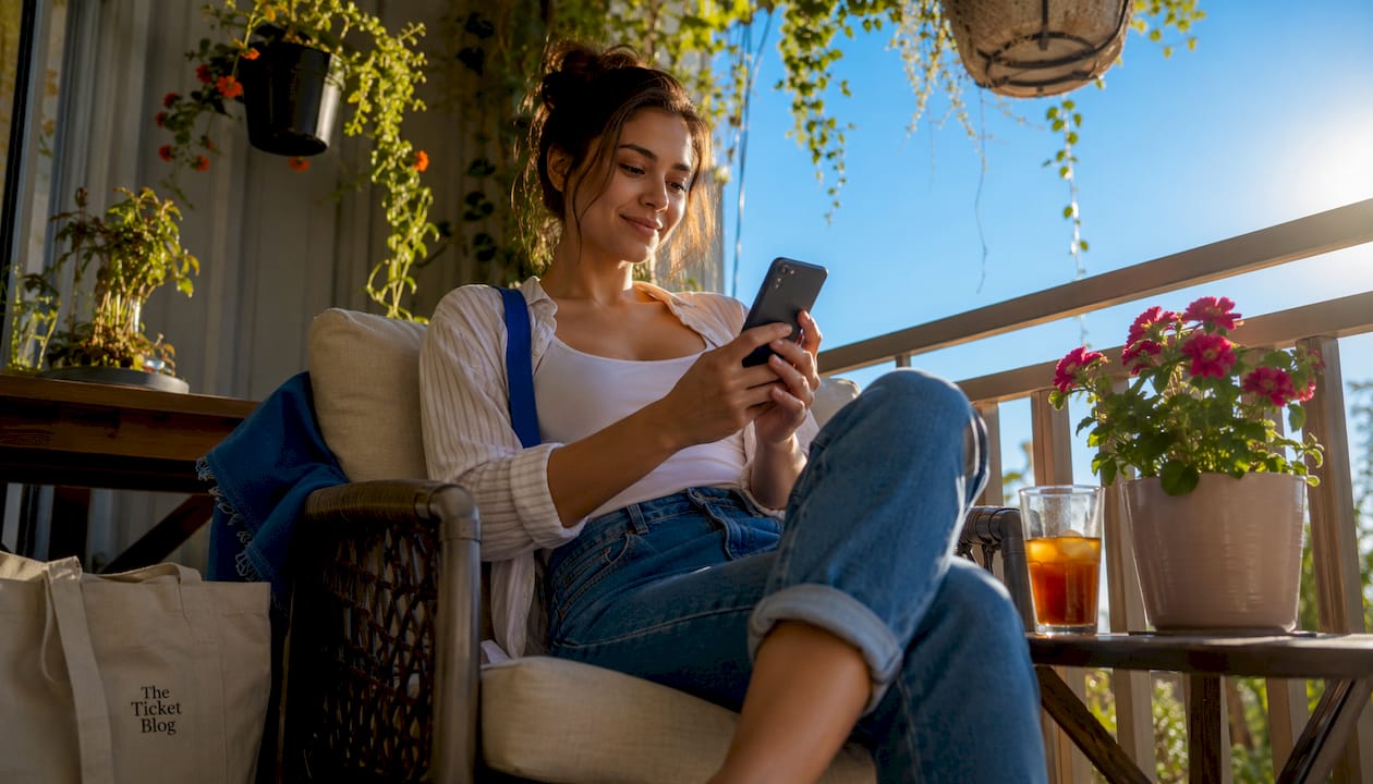 Fan browsing ticket cashback on smartphone