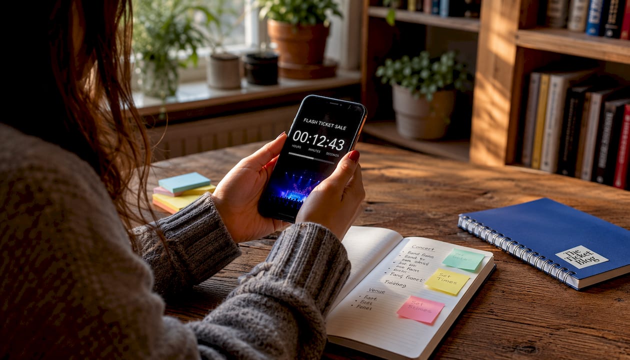 Close-up of phone with flash sale countdown timer