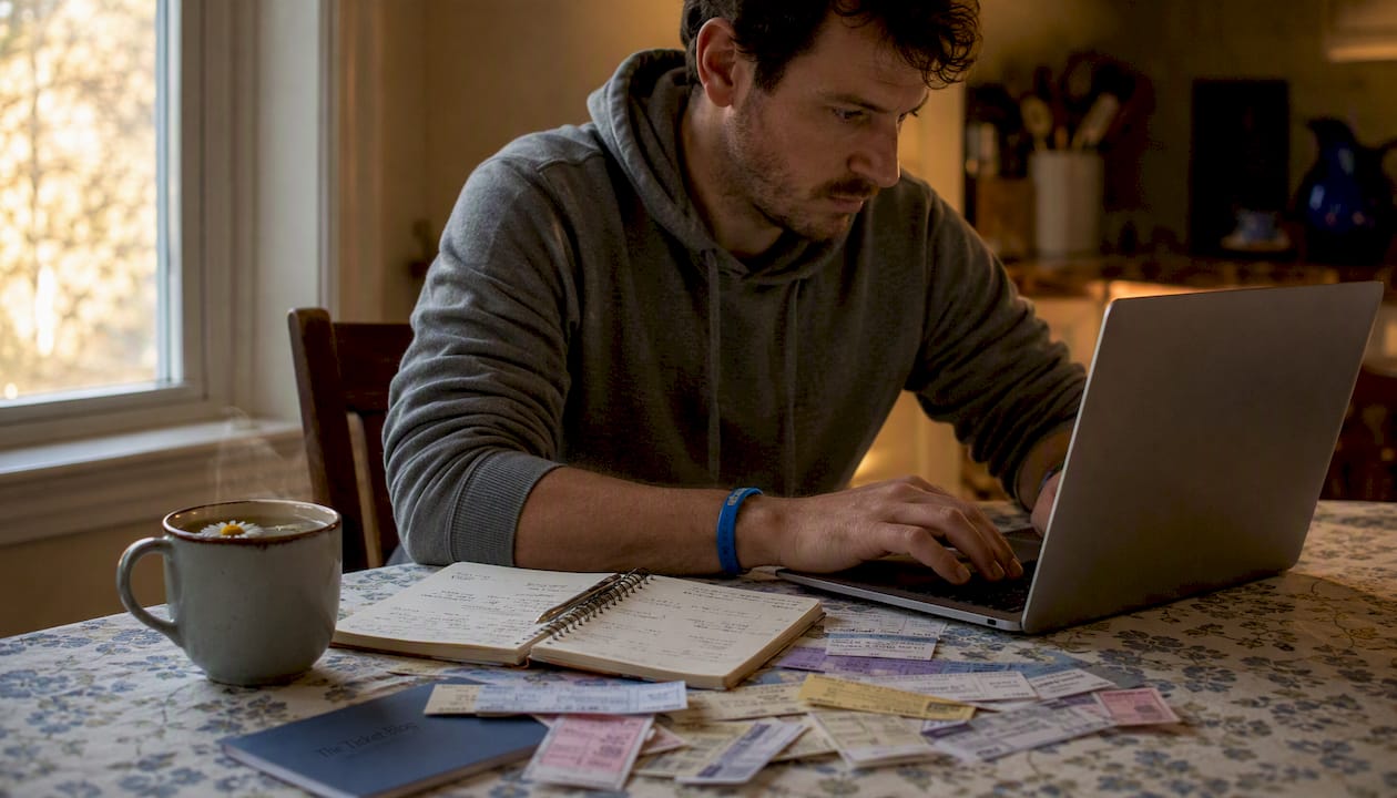 Man browsing primary ticket market on laptop