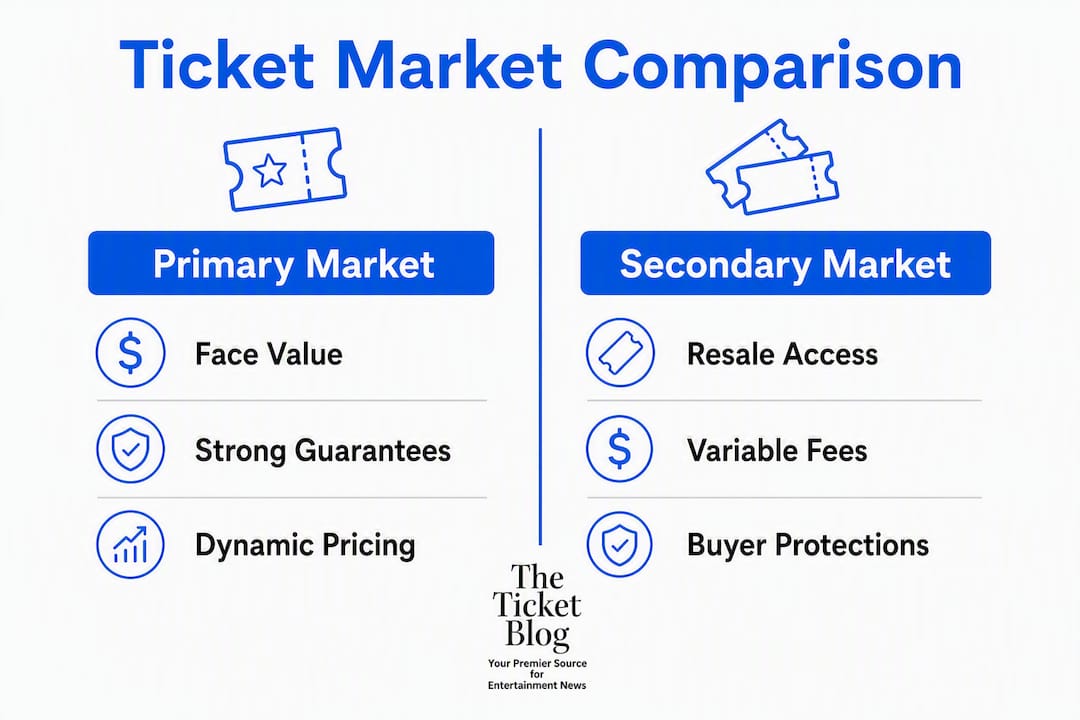 Infographic comparing primary and secondary ticket markets