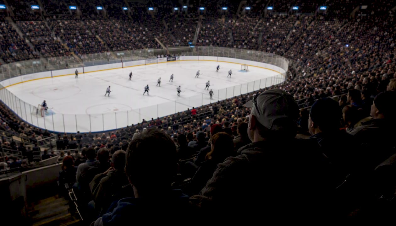 Steep bowl upper-level hockey seats view