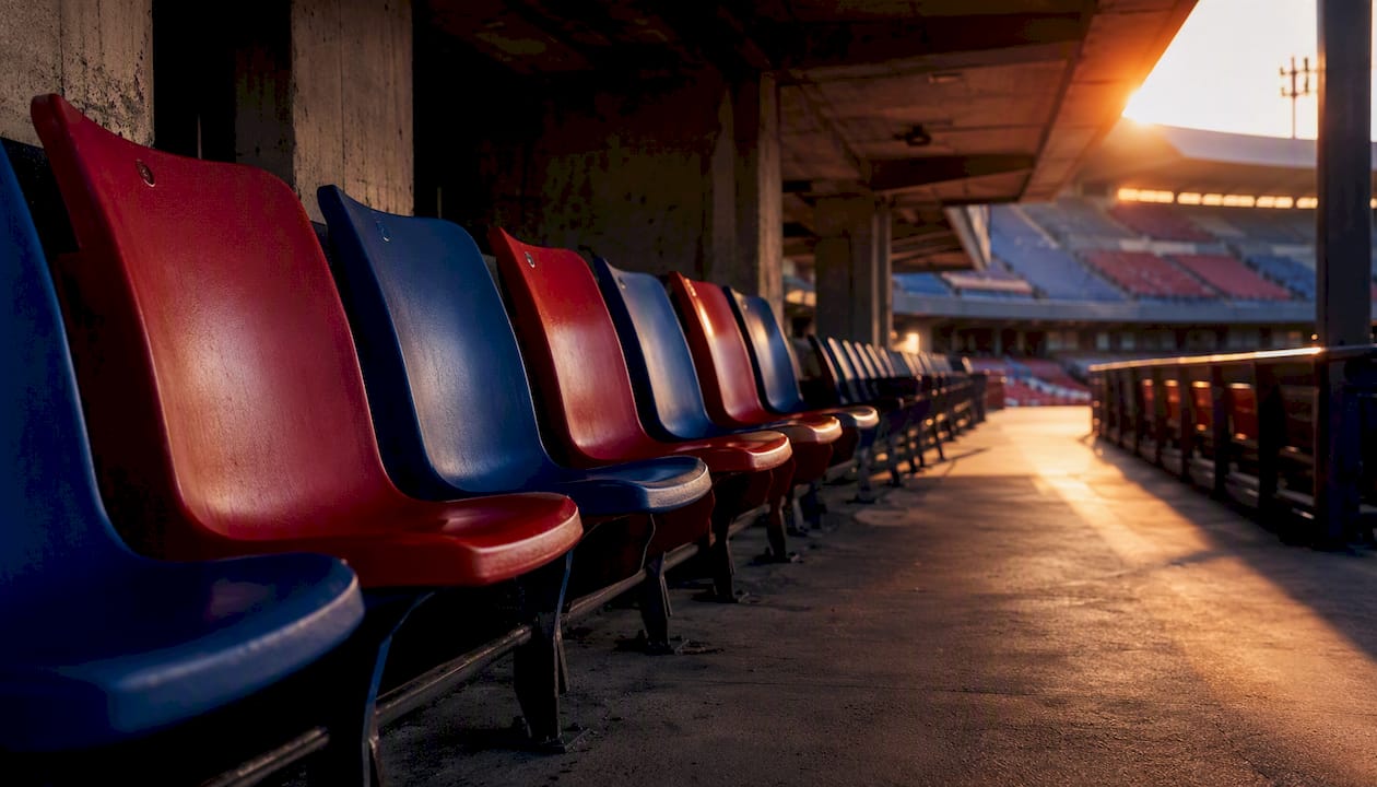 Empty stadium aisle and seats at NFL game