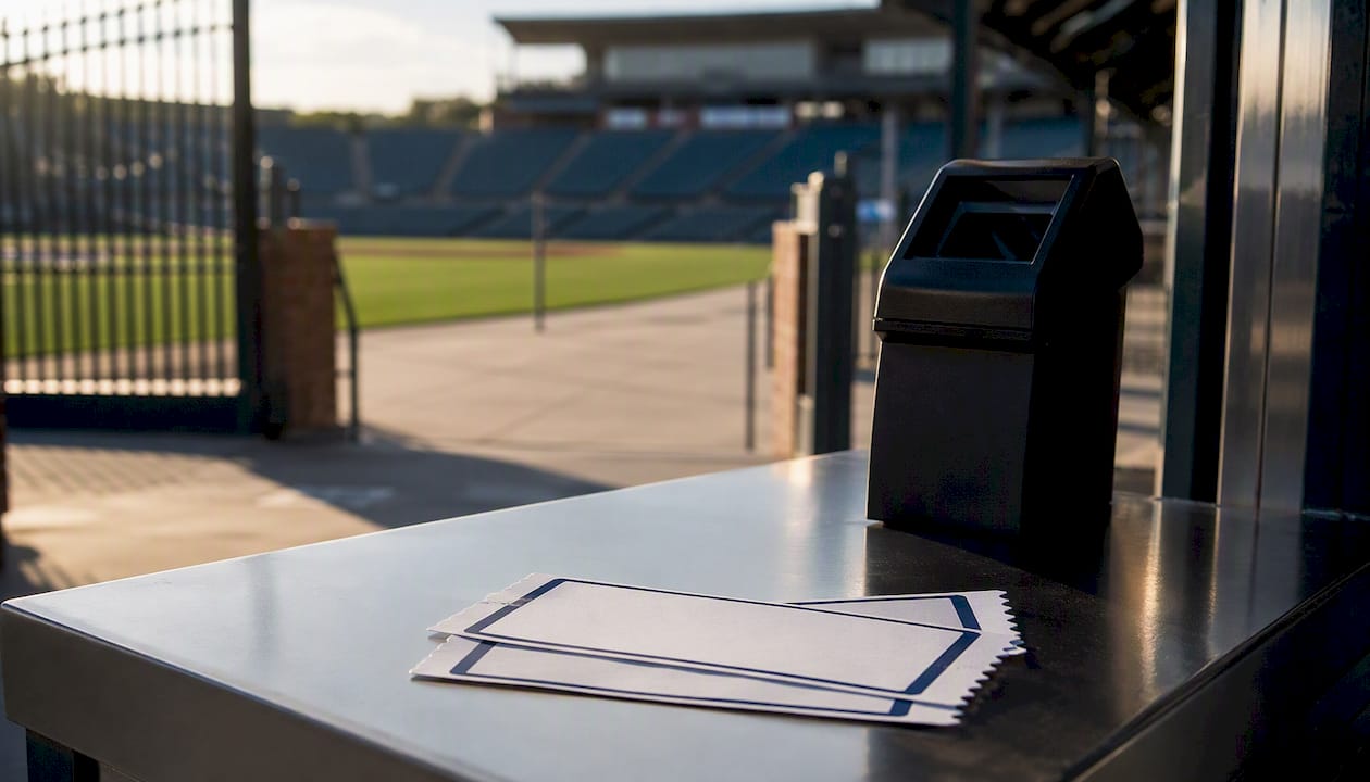 Baseball stadium open-air ticket counter