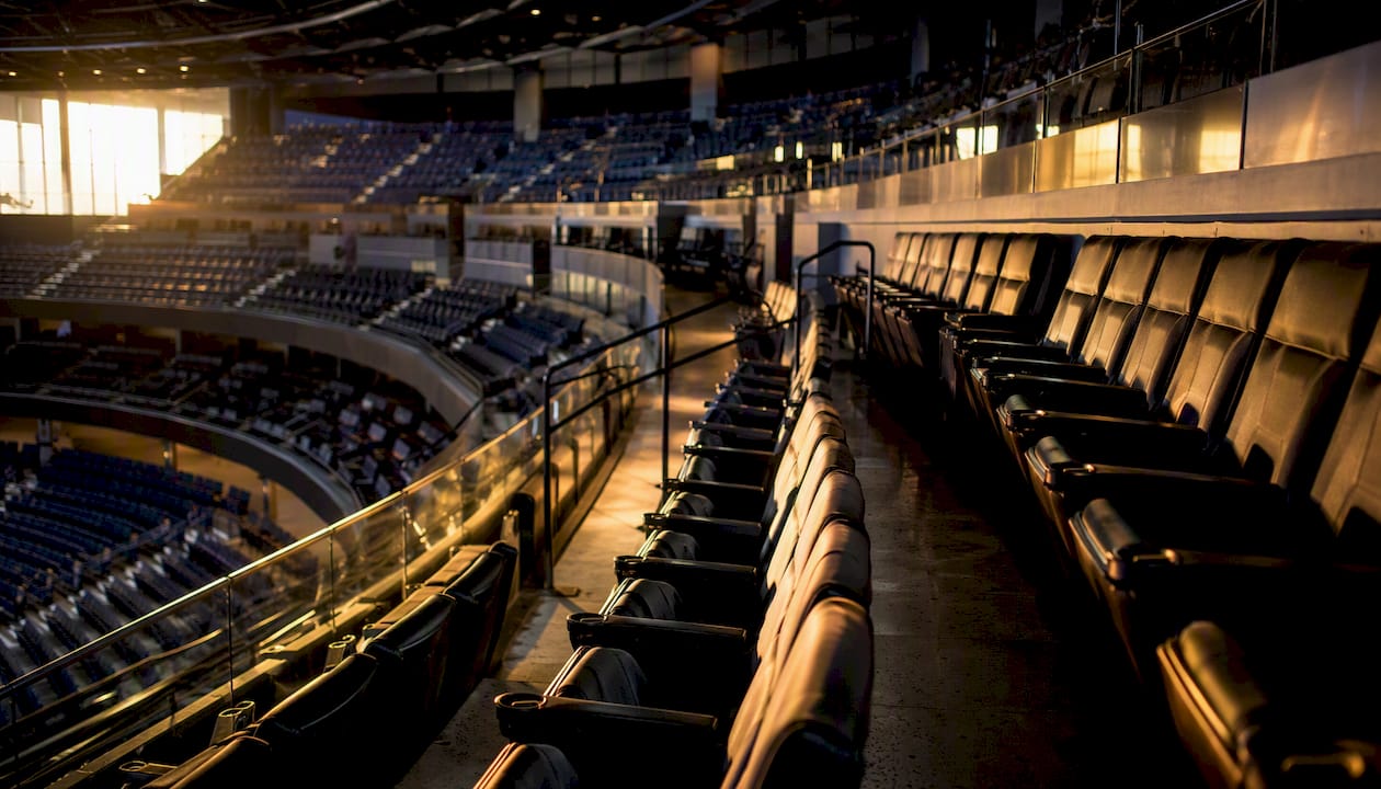 Partial view of premium concert seats with some emptiness