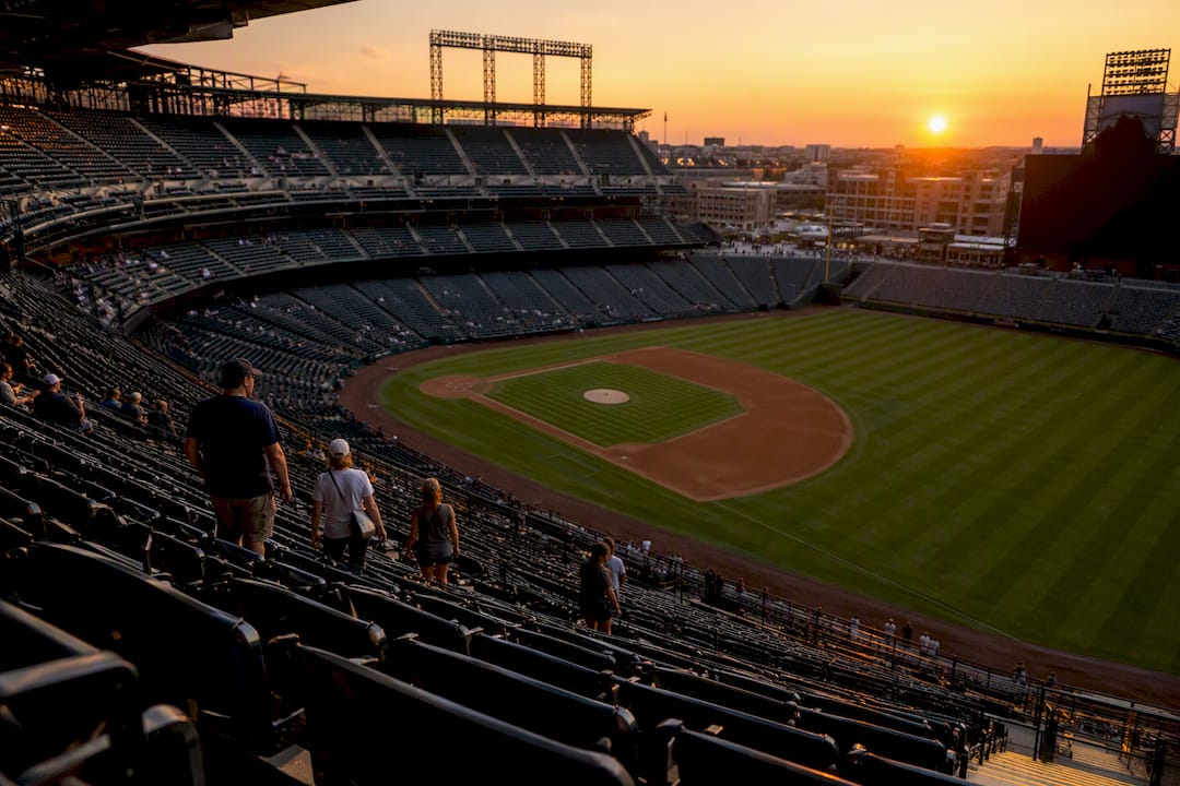 Empty stadium seats during weekday afternoon game