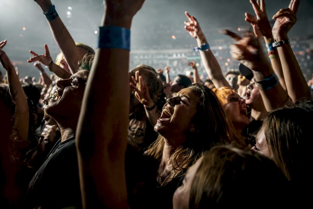 Tightly packed fans in concert pit