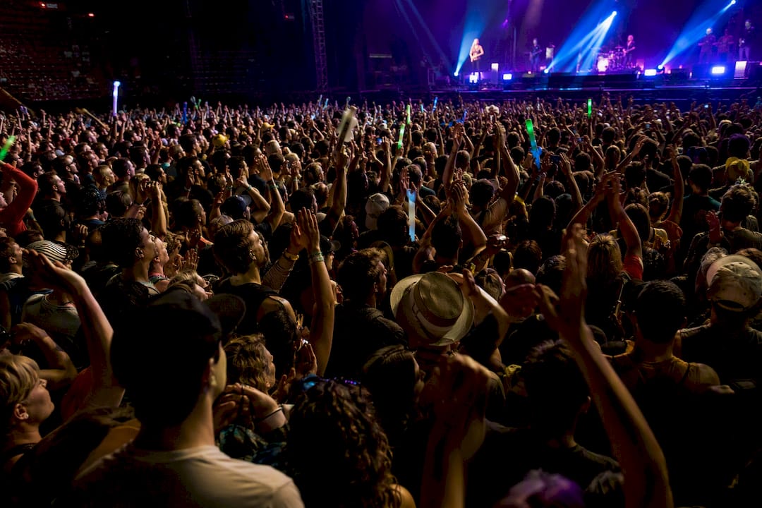 Concert pit crowd close to stage