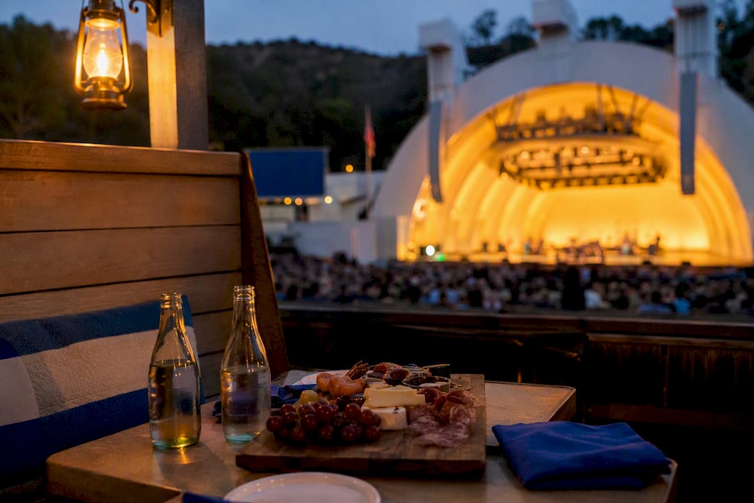 Hollywood Bowl picnic box seat with food