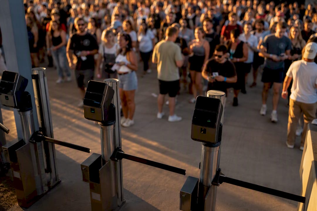 Ticket scanners at concert venue entrance