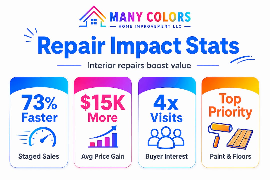 Infographic with statistics on interior repair impact