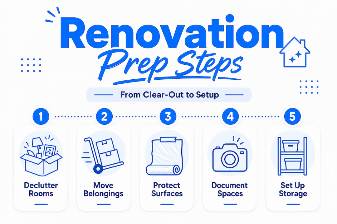 Infographic with steps to prepare home for renovation