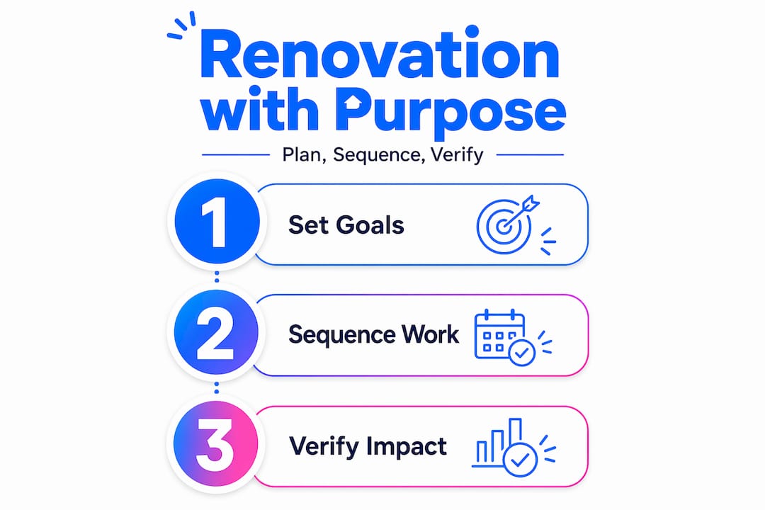 Infographic with renovation process steps