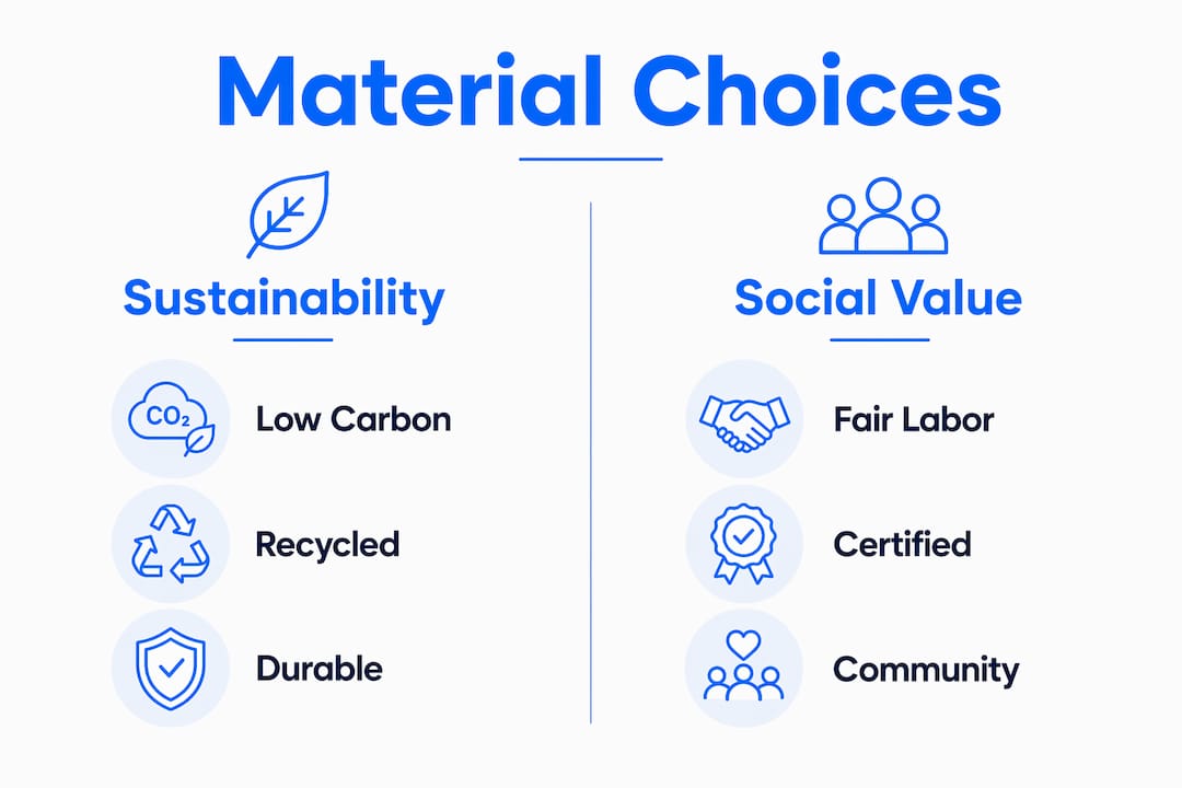Infographic comparing sustainable and ethical building materials