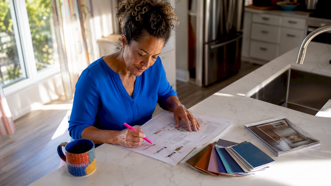 Homeowner reviewing home equity paperwork