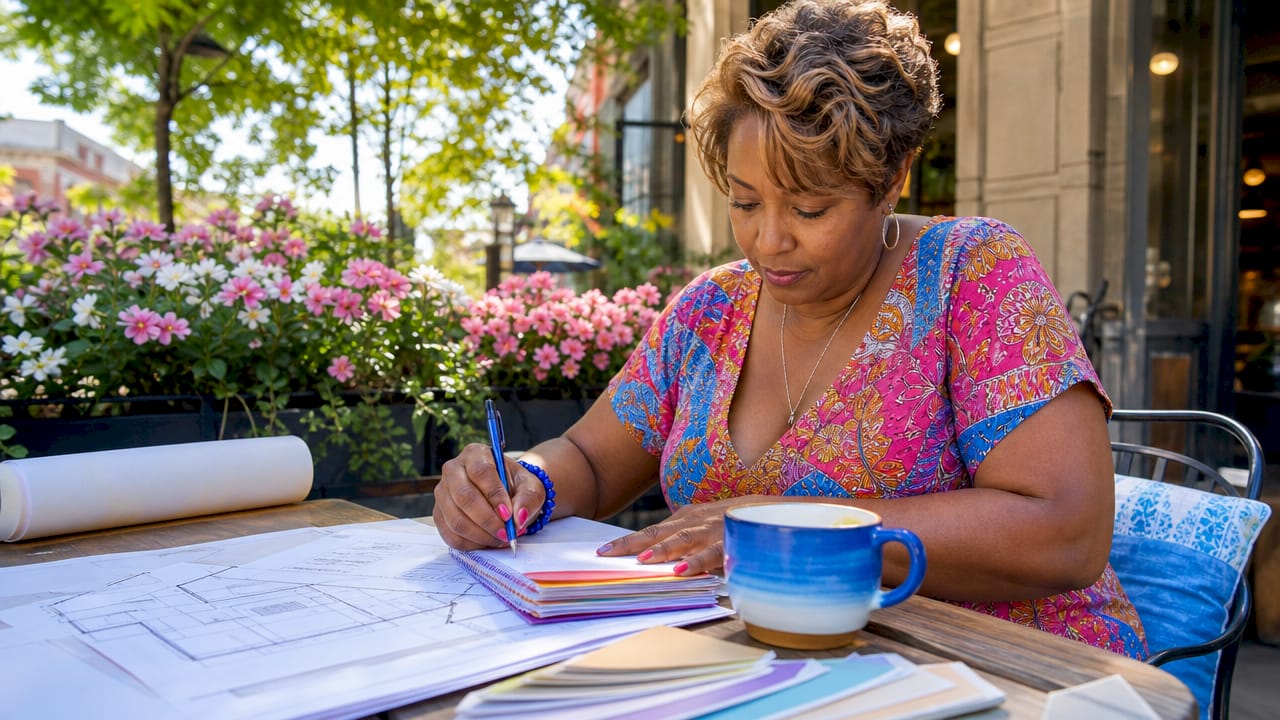 Woman planning community renovation project
