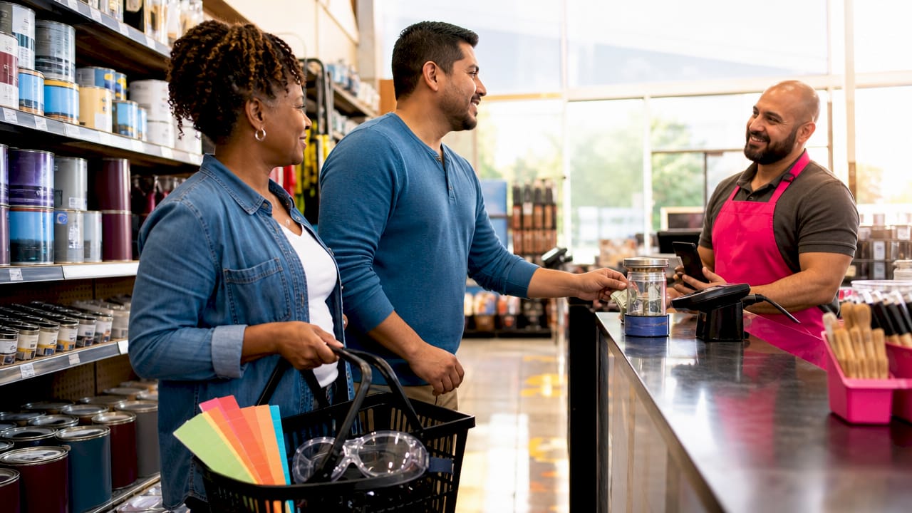 Customers supporting donation program at hardware store