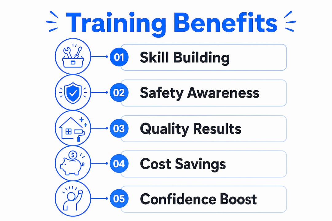 Infographic showing key benefits of training in home improvement