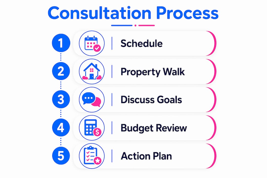 Infographic showing home improvement consultation steps