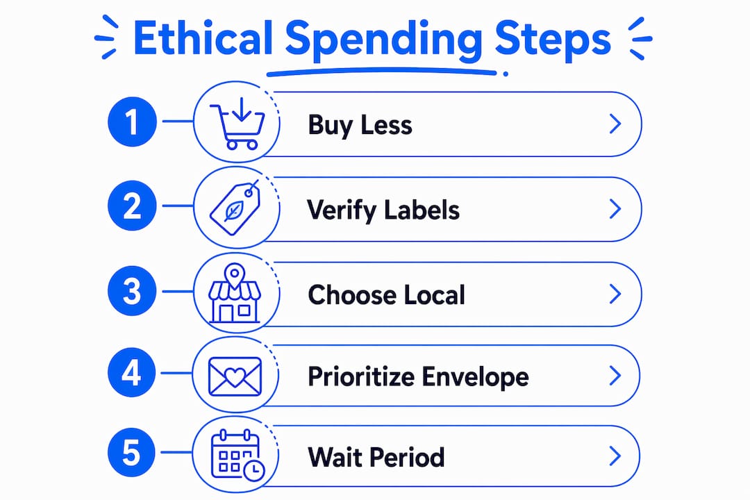 Infographic showing steps of ethical home spending