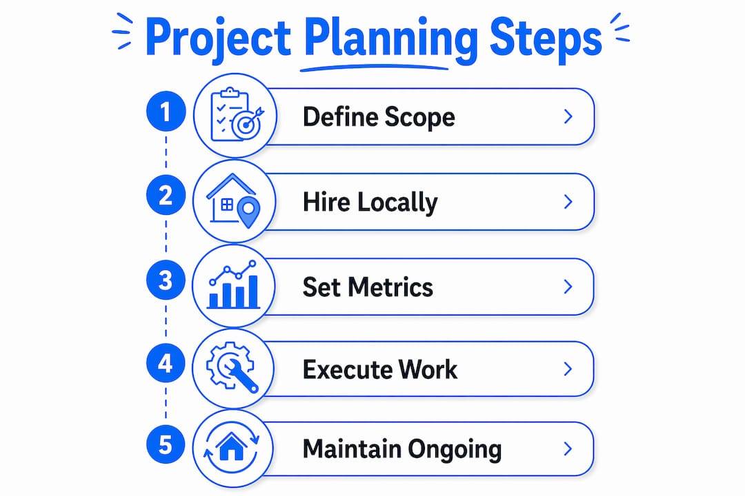 Infographic outlining curb appeal project planning steps