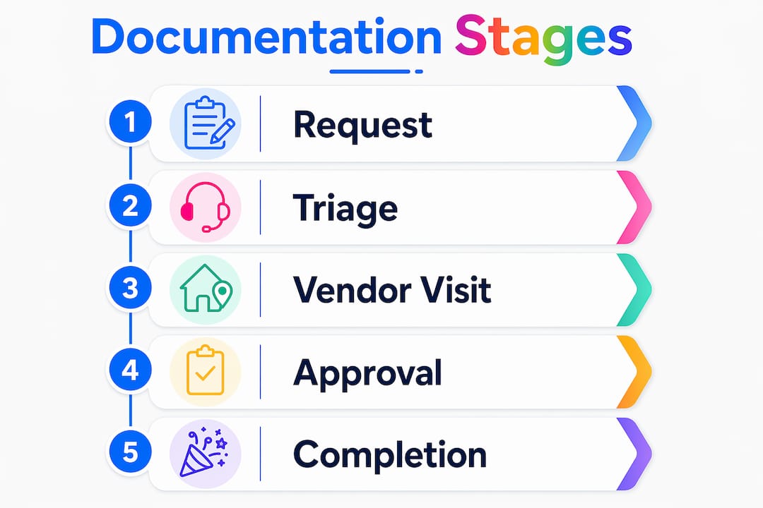Infographic of five key documentation stages