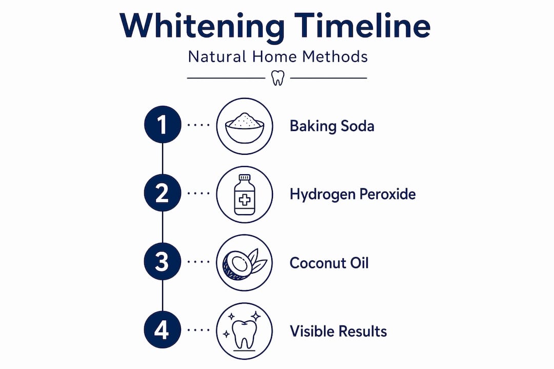 Infographic showing timeline of natural whitening steps
