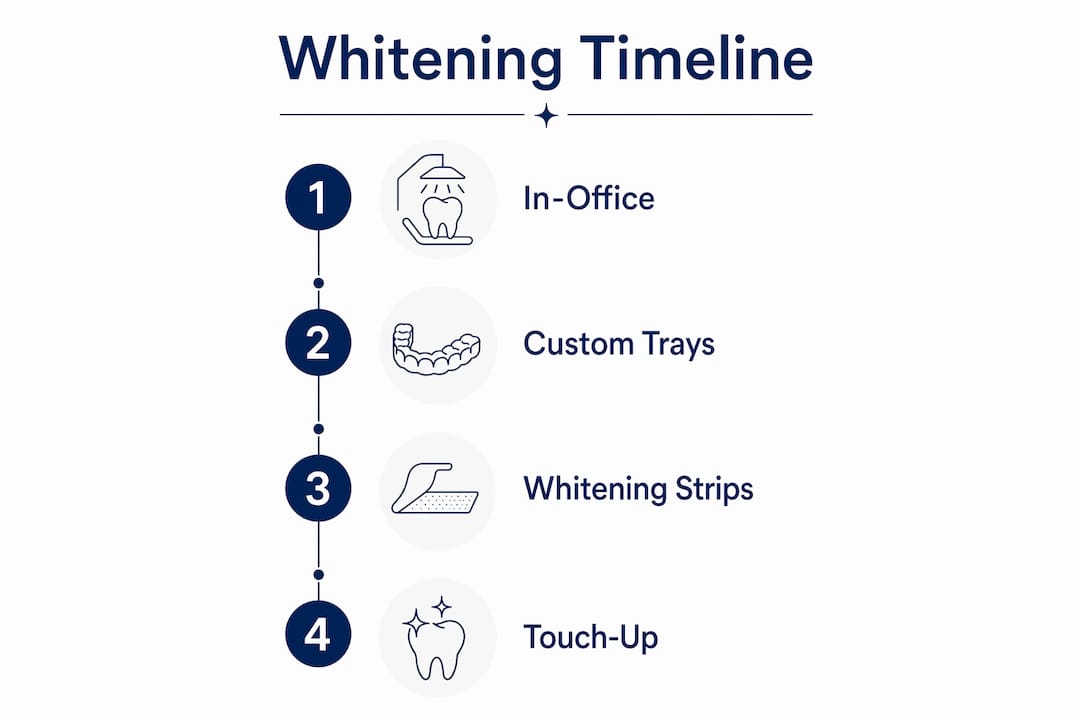 Infographic showing whitening methods timeline